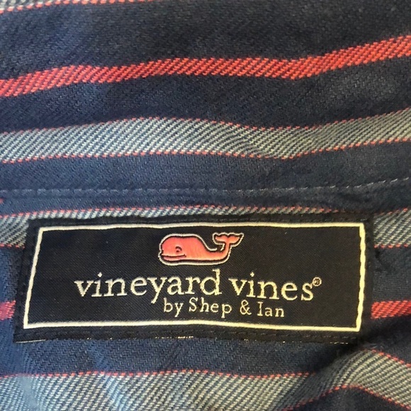Vineyard Vines Men's Large Slim Longshore Blue Striped Button Down Shirt - Picture 5 of 7